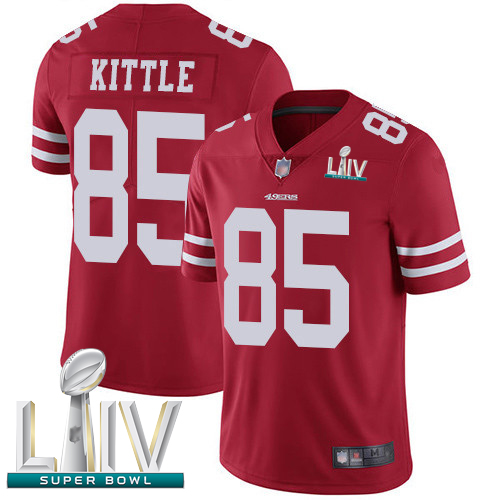 San Francisco 49ers #85 George Kittle Red Team Color Super Bowl LIV Bound Men's Stitched NFL Vapor Untouchable Limited Jersey