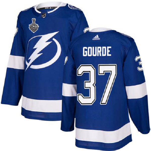 Adidas Lightning #37 Yanni Gourde Blue Home 2020 Stanley Cup Final Stitched NHL Jersey