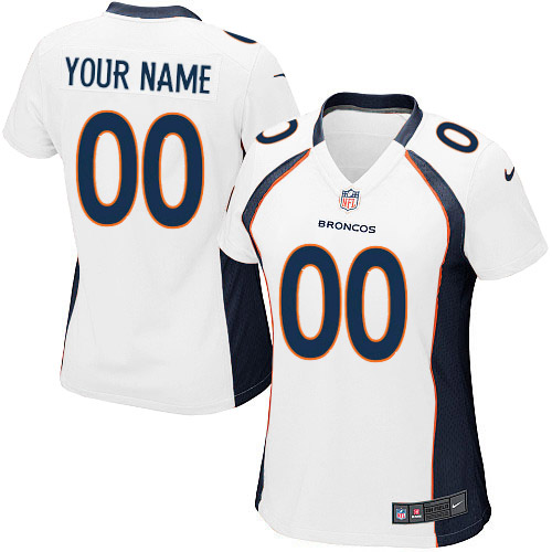 Nike Denver Broncos Customized White Stitched Elite Women's NFL Jersey