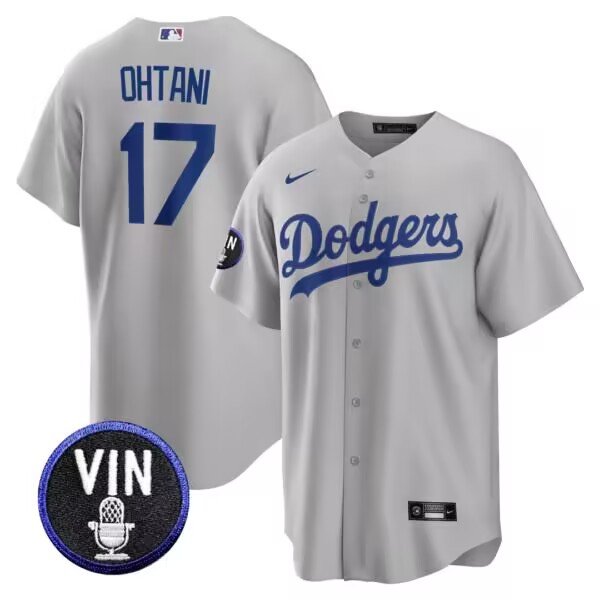 Men's Los Angeles Dodgers #17 Shohei Ohtani Nike Gray MLB Cool Base Jersey