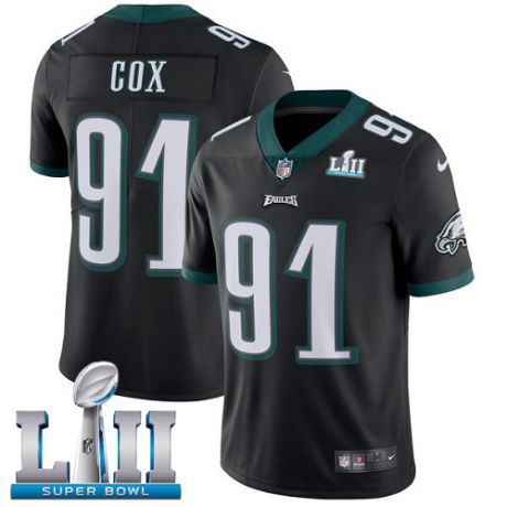 Men's Nike Philadelphia Eagles #91 Fletcher Cox Limited Home Black NFL Vapor Untouchable Super Bowl LII Jersey