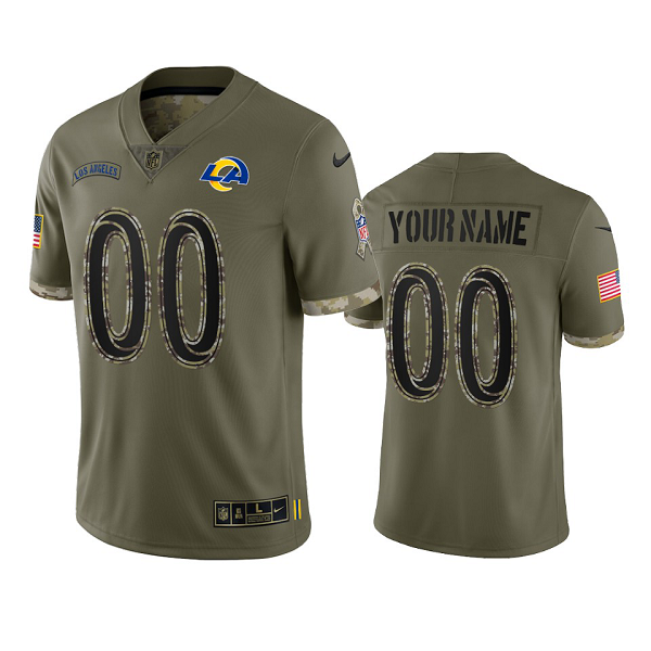 Los Angeles Rams Custom Olive 2022 Salute To Service Limited Jersey #00