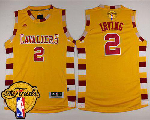 Men's Cleveland Cavaliers #2 Kyrie Irving Gold Throwback Classic The Finals Patch Stitched NBA Jersey