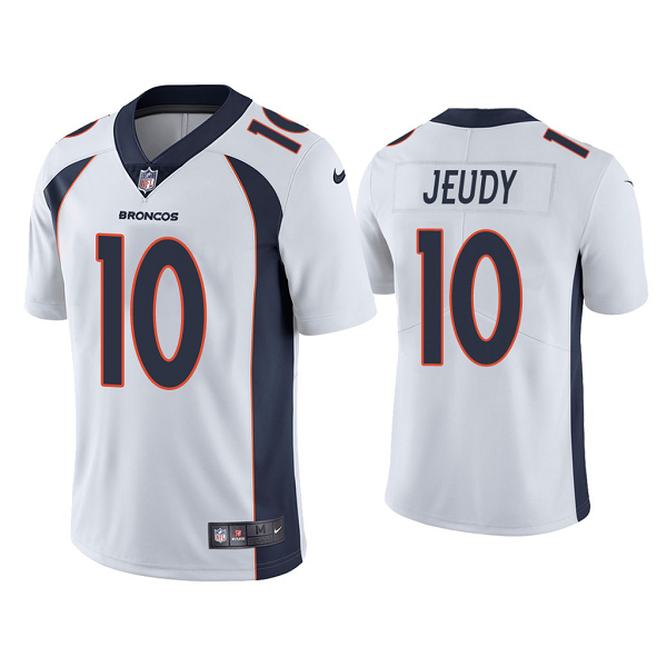 Men's #10 Jerry Jeudy Denver Broncos White 2020 NFL Draft Vapor Limited Jersey