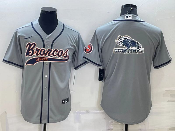 Men's Denver Broncos Blank Grey Stitched Baseball Cool Base Jersey