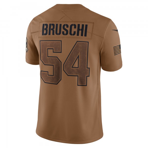 Men's New England Patriots Tedy Bruschi Nike Brown 2023 Salute To Service Retired Player Limited Jersey