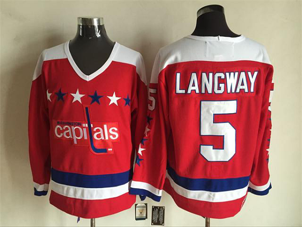 Men's Washington Capitals #5 Rod Langway Red Throwback NHL Jersey