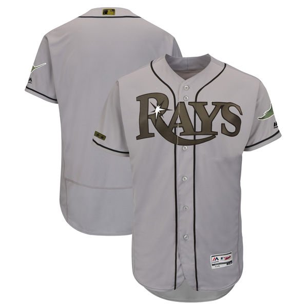 Men's Tampa Bay Rays Blank Majestic Gray 2018 Memorial Day Collection Flex Base MLB Team Jersey