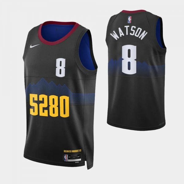 2023-24 City Edition Denver Nuggets #8 Peyton Watson Black 5280 Swingman Jersey