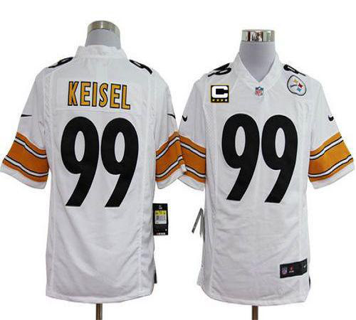 Nike Pittsburgh Steelers #99 Brett Keisel White With C Patch Men's Stitched NFL Game Jersey