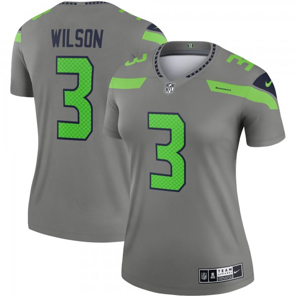 Women's Seattle Seahawks Russell Wilson Nike Gray Inverted Legend Jersey