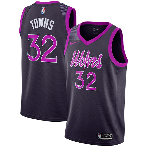 Men's Nike Minnesota Timberwolves #32 Karl-Anthony Towns Purple 2018/19 Swingman City Edition NBA Jersey