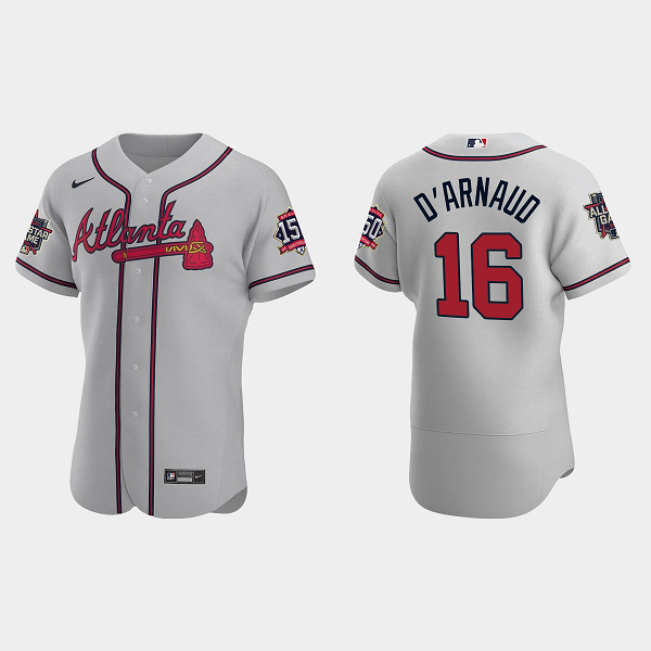 Men's Atlanta Braves #16 Travis d'Arnaud Gray Road 2021 MLB All-Star Jersey