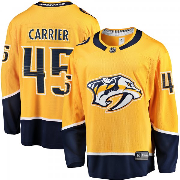 Men's Nashville Predators Alexandre Carrier Fanatics Gold  Premier Breakaway Player Jersey