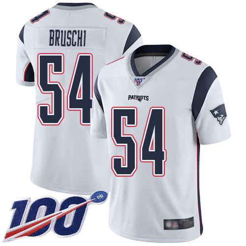 New England Patriots #54 Tedy Bruschi White Men's Stitched NFL 100th Season Vapor Limited Jersey