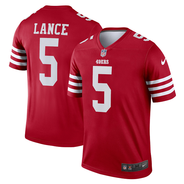 Men's San Francisco 49ers Trey Lance Nike Scarlet Legend Jersey-(2022 New Style)