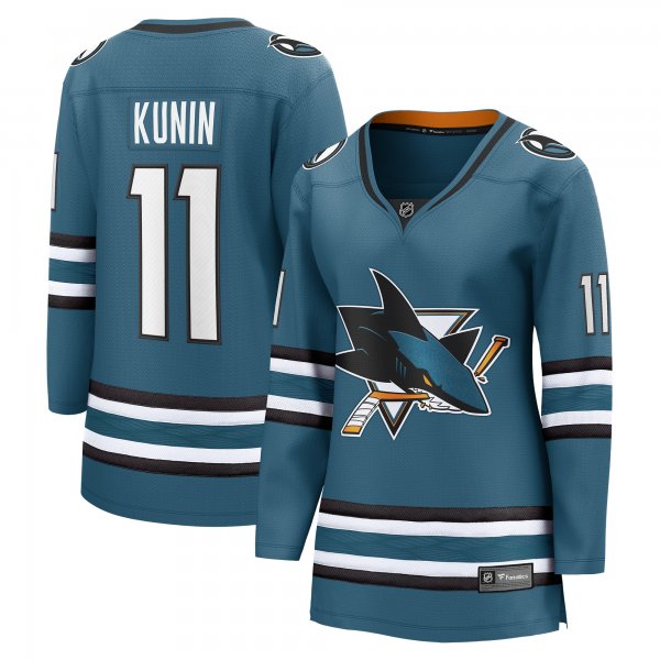 Women's San Jose Sharks Luke Kunin Fanatics Teal Home Breakaway Player Jersey