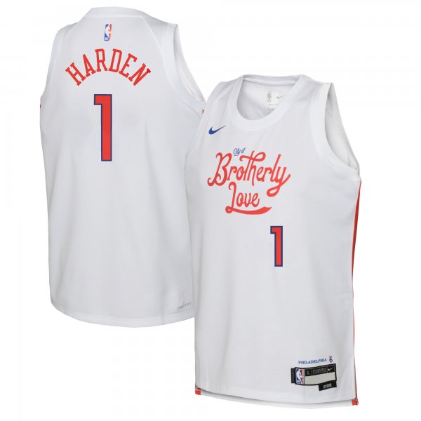 Youth Philadelphia 76ers James Harden Nike White 2022/23 Swingman Jersey - City Edition