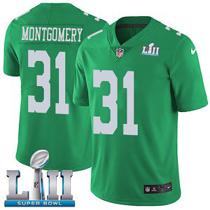 Men's Nike NFL Philadelphia Eagles #31 Wilbert Montgomery Limited Green Rush Vapor Untouchable Super Bowl LII Jersey