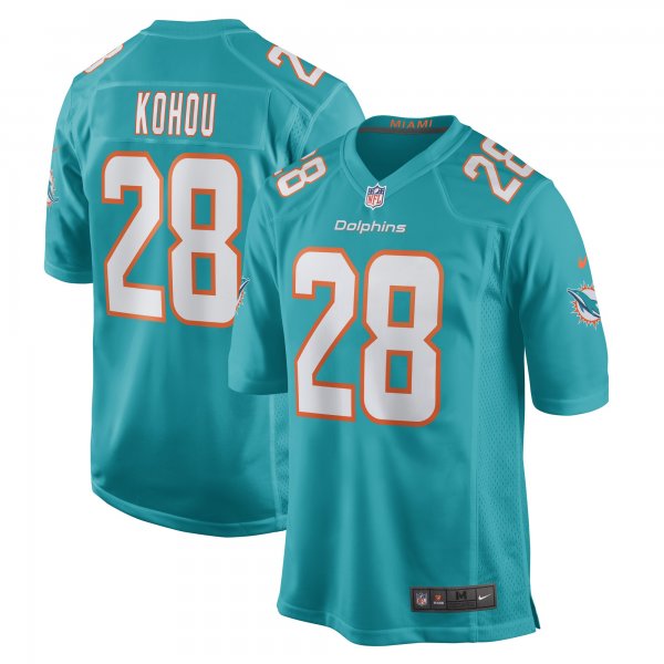 Men's Miami Dolphins Kader Kohou Nike Aqua Game Player Jersey