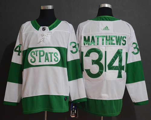 Toronto Maple Leafs #34 Auston Matthews White St. Pats Stitched NHL Jersey