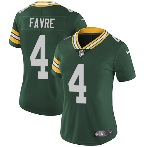 Nike Green Bay Packers #4 Brett Favre Green Team Color Women's Stitched NFL Vapor Untouchable Limited Jersey