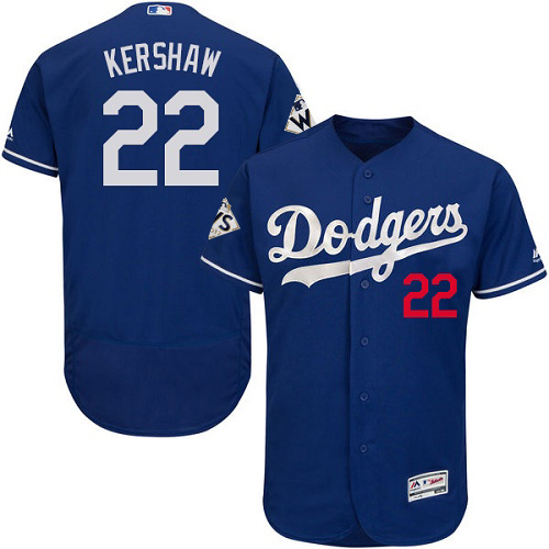 Los Angeles Dodgers #22 Clayton Kershaw Blue Flexbase Collection 2017 World Series Bound Stitched MLB Jersey