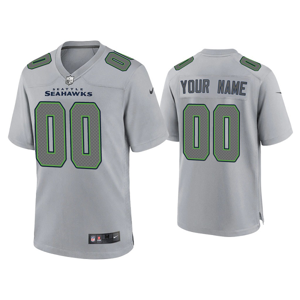 Men's Seattle Seahawks Custom Gray Atmosphere Fashion Game Jersey