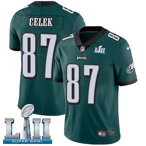 Men's Nike NFL Philadelphia Eagles #87 Brent Celek Limited Home Midnight Green Vapor Untouchable Super Bowl LII Jersey