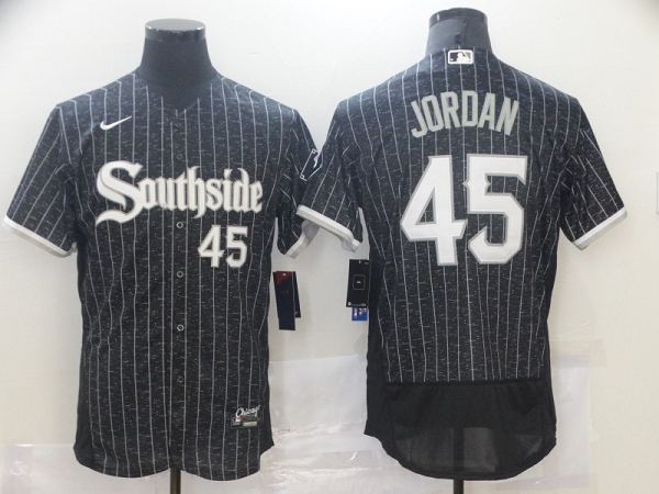 Men's Nike Chicago White Sox #45 Michael Jordan Black MLB 2021 City Connect Player Jersey