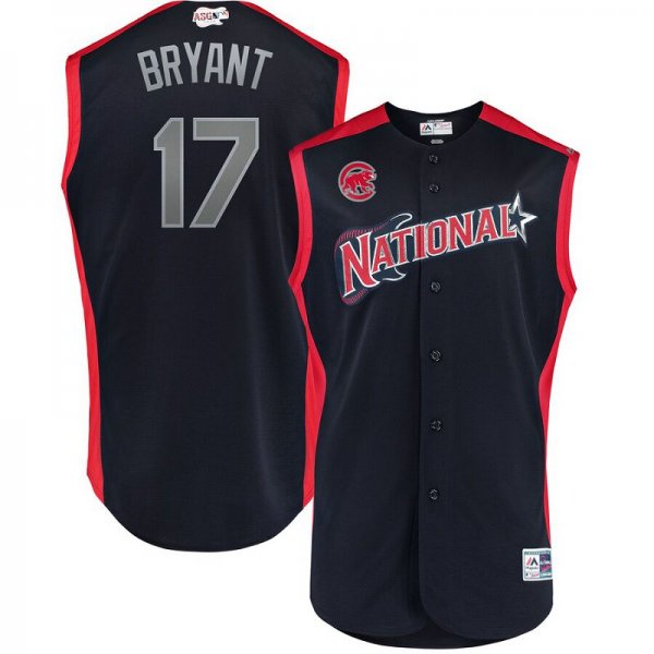 Men's National League Majestic #17 Kris Bryant Navy 2019 MLB All-Star Game Workout Player Jersey