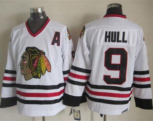 Chicago Blackhawks #9 Bobby Hull White CCM Throwback Stitched NHL Jersey