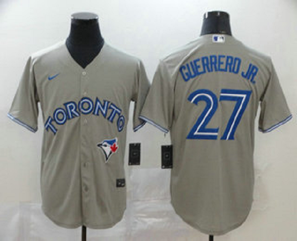 Men's Toronto Blue Jays #27 Vladimir Guerrero Jr. Gray Stitched MLB Cool Base Nike Jersey