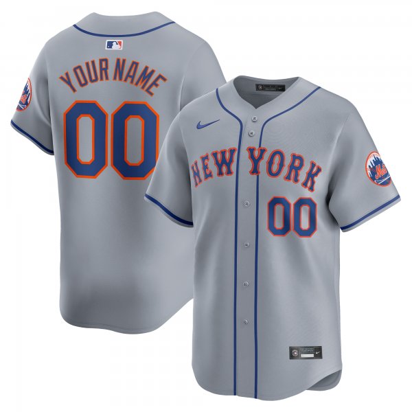 Men's New York Mets  Nike Gray Away Limited Custom Jersey