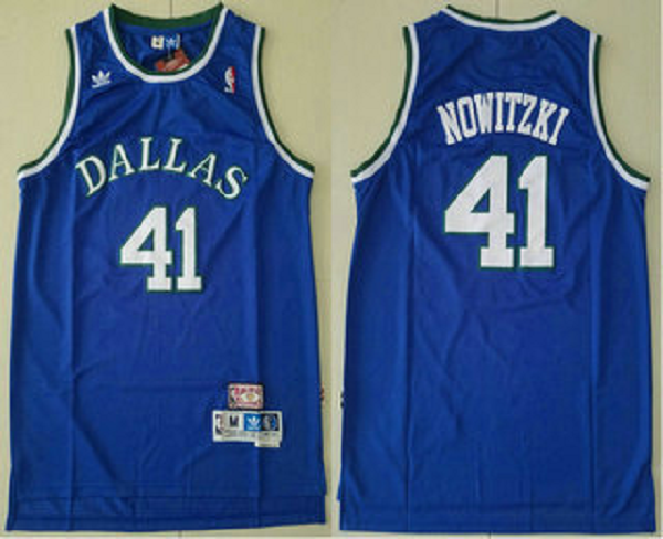 Men's Dallas Mavericks #41 Dirk Nowitzki Light Blue Hardwood Classics Soul Swingman Throwback Jersey