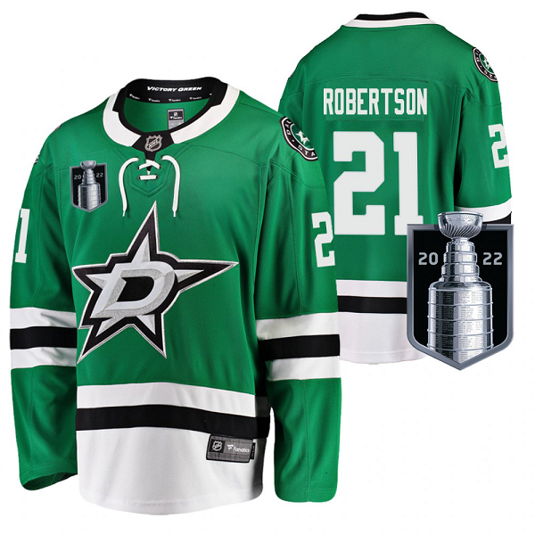 Men's Dallas Stars Jason Robertson 2022 Stanley Cup Playoffs #21 Green Home Jersey