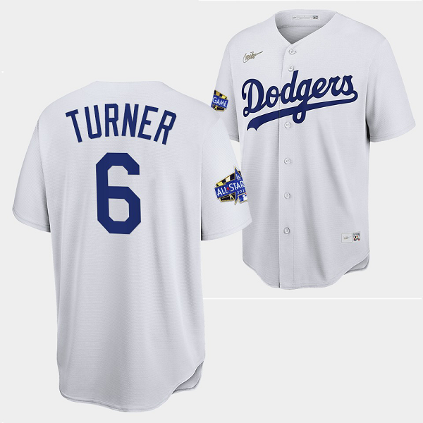 Men's Los Angeles Dodgers #6 Trea Turner White 2022 All-Star MLB Jersey