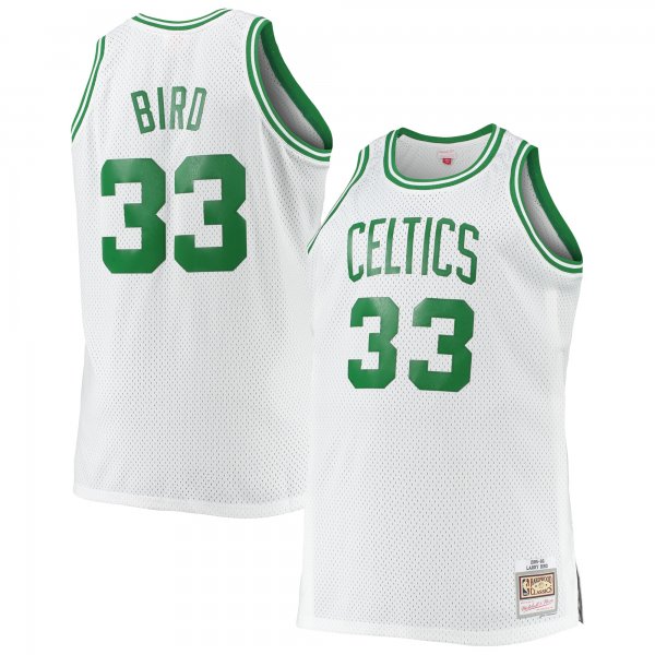 Men's Boston Celtics Larry Bird Mitchell & Ness White Big & Tall 1985/86 Hardwood Classics Swingman Jersey