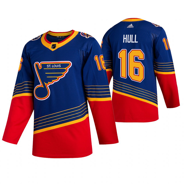 Men's Adidas St. Louis Blues #16 Brett Hull 90s Vintage 2019-20 Retired Royal Jersey