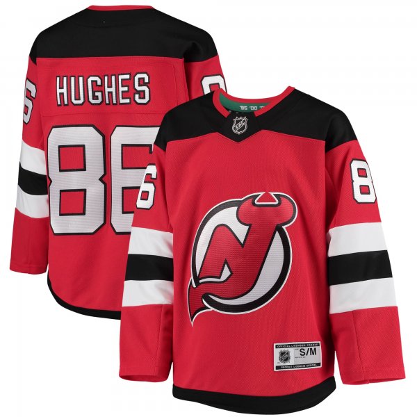 Youth New Jersey Devils Jack Hughes Red Home Premier Player Jersey