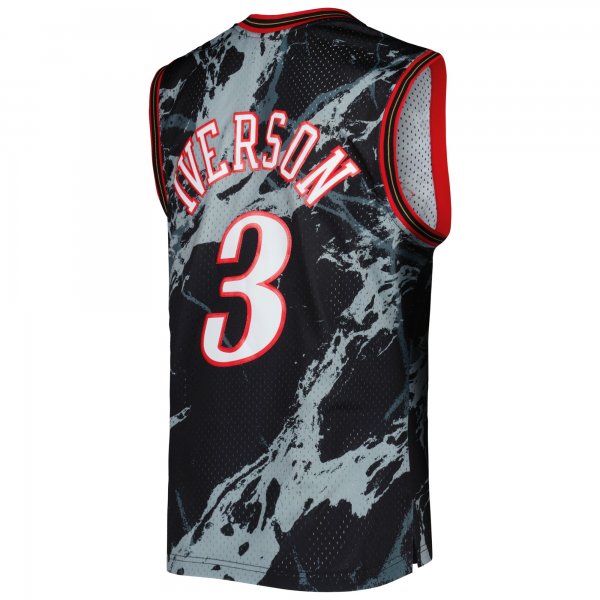 Men's Philadelphia 76ers Allen Iverson Mitchell & Ness Black 2000/01 Hardwood Classics Marble Swingman Jersey