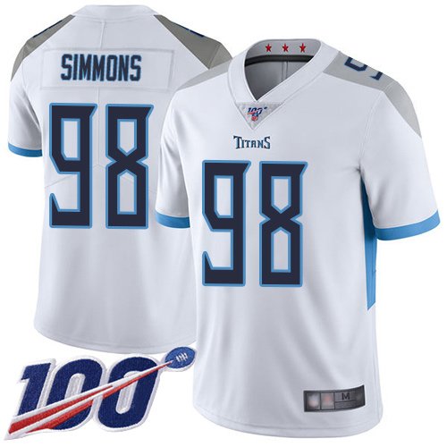 Tennessee Titans #98 Jeffery Simmons White Youth Stitched NFL 100th Season Vapor Limited Jersey