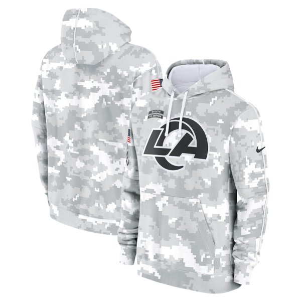 Men's Nike Arctic Camo Los Angeles Rams 2024 Salute To Service Club Fleece Pullover Hoodie