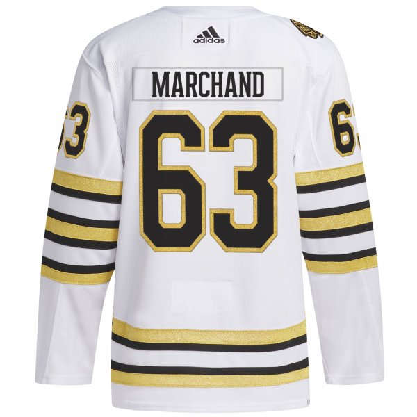 Men's Boston Bruins Brad Marchand adidas White  Primegreen 100th Anniversary Player Jersey