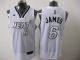 Men's Miami Heat #6 LeBron James Silver No. White Stitched NBA Jersey