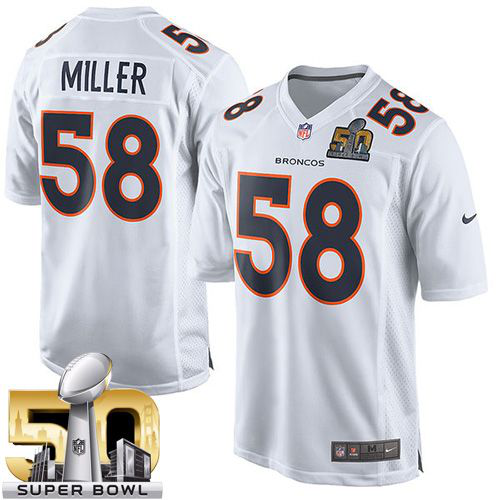 Nike Denver Broncos #58 Von Miller White Super Bowl 50 Men's Stitched NFL Game Event Jersey