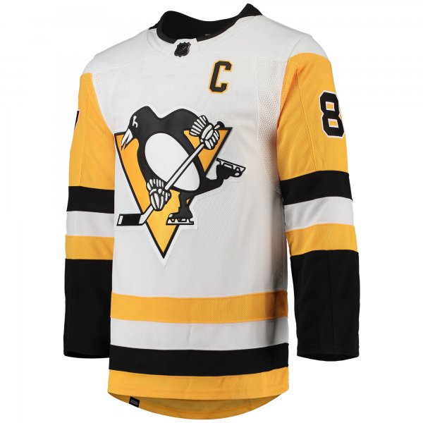 Men's Pittsburgh Penguins Sidney Crosby adidas White Away Primegreen Pro Player Jersey