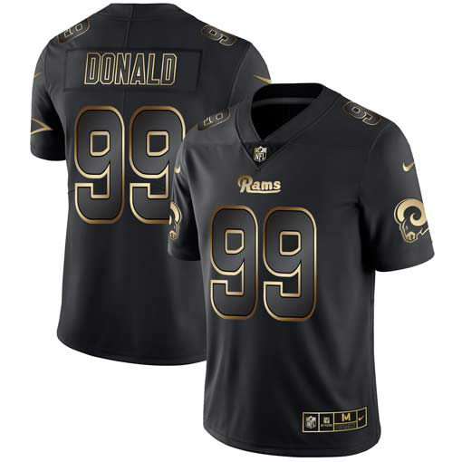 Men's Nike Los Angeles Rams #99 Aaron Donald Black Gold Vapor Untouchable Limited NFL Jersey