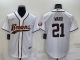 Men's Cleveland Browns #21 Denzel Ward White Stitched Baseball Cool Base Jersey