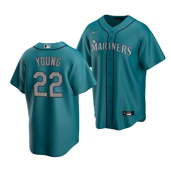 Men's Seattle Mariners #22 Cole Young 2022 MLB Draft Jersey Aqua Alternate